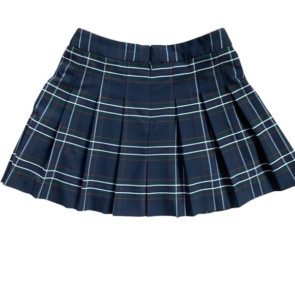 Sunday Best Pleated A Line Plaid Mini Skirt Sz 10 Navy Red Green Preppy - Picture 5 of 9